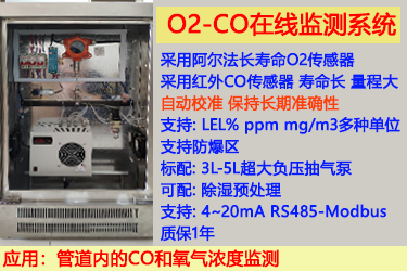 CO一氧化碳和O2氧气在线监测系统-抗腐蚀、耐用、支持自动标定